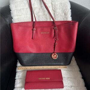 Michael Kors Two-Tone Red and Black Tote